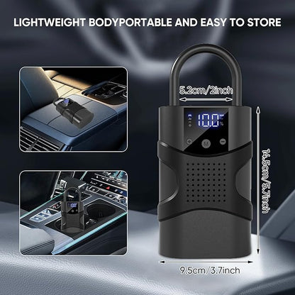Tire Inflator Portable Air Compressor Cordless, 150PSI 6.5x Faster Portable Tire Inflator,Car Tires Air Pump with LED Lights&Digital Pressure Gauge,Auto Shut-off Smart Air Pump Suitable SUV,Truck,Bike