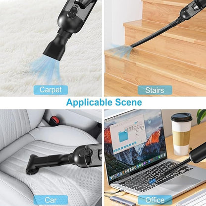 Handheld Vacuum Cordless, 16000pa Car Vacuum Cleaner High Power, 2 Speed Modes Mini Vacuum Cleaner with 2 Filters, Car Vacuum Portable Cordless with Air Blower for Home Office Pet Hair