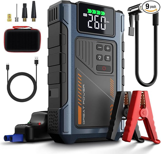 Car Battery Charger Jump Starter with Air Compressor, 4000A Jumper Box for Car Battery Portable Booster Jump Pack, 12V Jumpstart Combo 150PSI Tire Inflator Air Pump(Up to 8.0L Gas/6.5L Diesel)