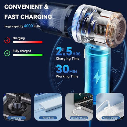 Handheld Car Vacuum Cleaner, Portable Cordless Mini Vacuums with Multi-Nozzles, High Power Dry Hand held Vacuum for Car, Computer, Sofa, Office, Pet, Home