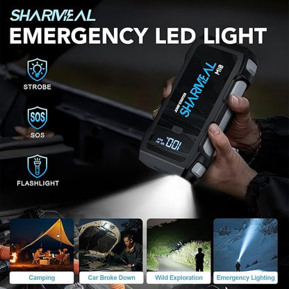 3000A Battery Capacity Jump Starter Power Pack with 3 Modes Flashlight and Jumper Cable