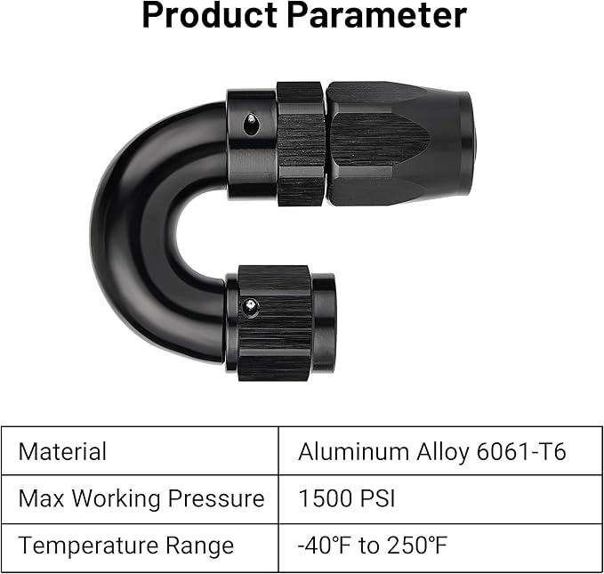 EVIL ENERGY 6AN 180 Degree One Piece Full Flow Hose End Fitting Swivel For CPE Braided Hose
