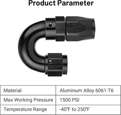 EVIL ENERGY 6AN 180 Degree One Piece Full Flow Hose End Fitting Swivel For CPE Braided Hose