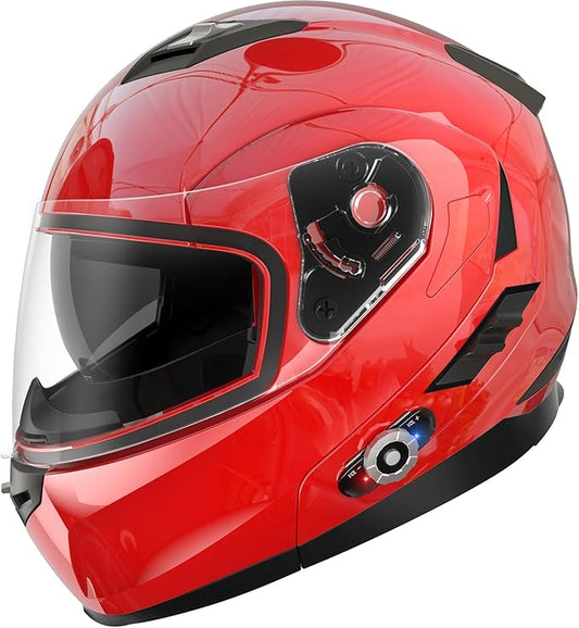 Motorcycle Helmet Bluetooth 5.0 Integrated New EPS FreedConn BM2-S Modular Flip Up Dual Visor Motorbike Helmet DOT FMVSS-218 Approved MP3 FM for Adults Men Women