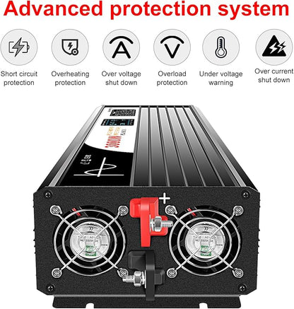 Xijia 3000W (Peak Power 6000W) Pure Sine Wave Inverter DC 72V to AC 120V 60HZ Solar Converter for Home Use car (DC72V (Range 60V-90V) 3000W)