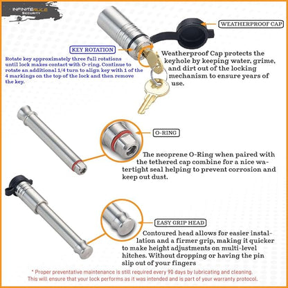 61192 | Single Pack, 2" Receiver Lock for 2015+ Toyota Tacoma, Tundra, & SUV
