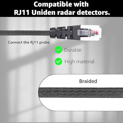 3PCS RJ11 Replacement Mirror Wire Power Cord for Uniden Radar Detectors，Fits R4 R3 R1 R7 R8 Model(3005201U)