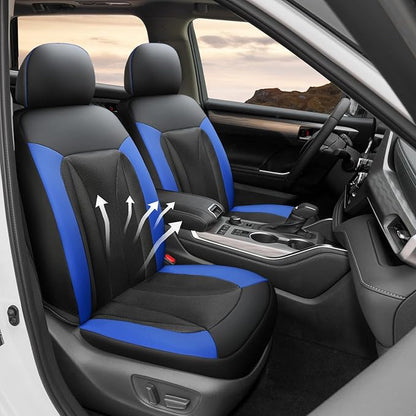 GIANT PANDA Front Car Seat Cover Custom Fit Toyota, 3D Air Mesh Car Seat Covers for Toyota Rav4 Camry Highlander Corolla Prius (Blue+Black) 2-Pack