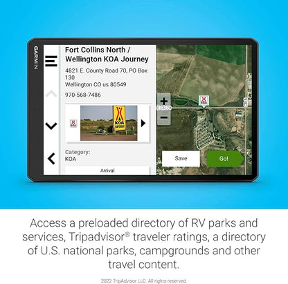 Garmin RV 1095, Extra-Large, Easy-to-Read 10” GPS RV Navigator, Custom RV Routing, High-Resolution Birdseye Satellite Imagery, Directory of RV Parks and Services, Landscape or Portrait View Display