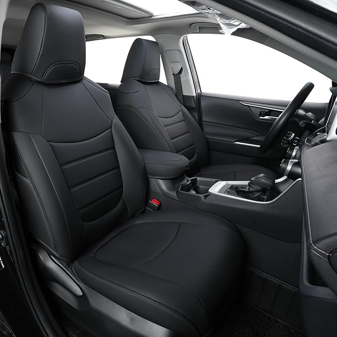 RISINGSTAR Rav4 Hybrid Seat Covers, fit 2019-2025 Toyota Rav4 Hybrid LE,XLE,Woodland Edition,XLE Premium,Limited, Not for XSE/SE/Plug-in(Black)