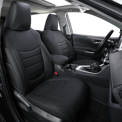 RISINGSTAR Rav4 Hybrid Seat Covers, fit 2019-2025 Toyota Rav4 Hybrid LE,XLE,Woodland Edition,XLE Premium,Limited, Not for XSE/SE/Plug-in(Black)