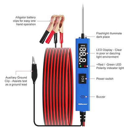 OBDResource Test Light Automotive, Power Circuit Probe Tester, 12V - 24V Car Fuse Tester with Test Light & LCD Display, Automotive Short Circuit Located and Component Activated, Overload Protection