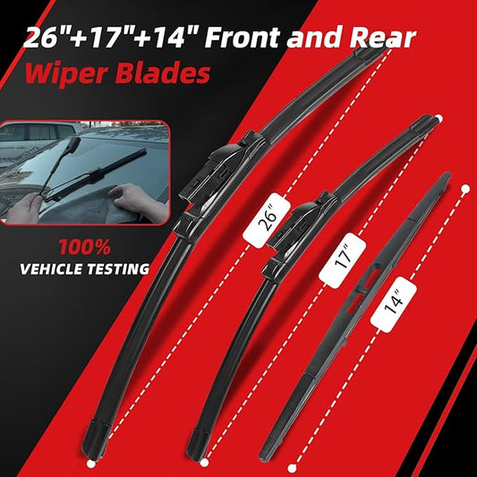 OTUAYAUTO Windshield Wiper Blades - Replacement for Subaru Forester 2019-2024, Front and Rear Wiper Blade, Top Lock - 26"+17"+14" (Pack of 3)