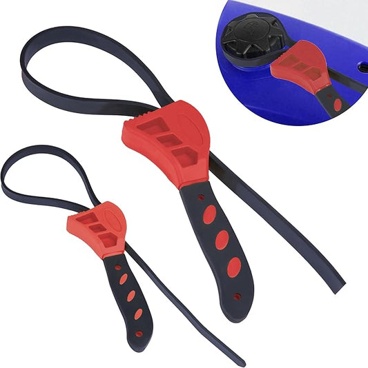 2 PCS Strap Wrench Plumbing, Rubber Strap Wrench, 24 Inch & 19.7 Inch Oil Filters Strap Wrenches, Water Filter Wrenches, Adjustable Rubber Jar Opener for Water Filters, Plumbing,Sink, Faucet (Red)