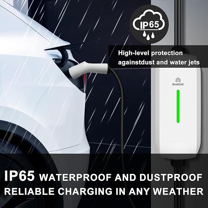 Best Volt Electric Vehicle Portable Charger for Tesla,ETL Certified,25ft Fast Charging, IP65 Waterproof, Compatible with Model 3/X/Y/Cyber Truck,No Adapter Needed (Nema 5-15 120V/16A, White)