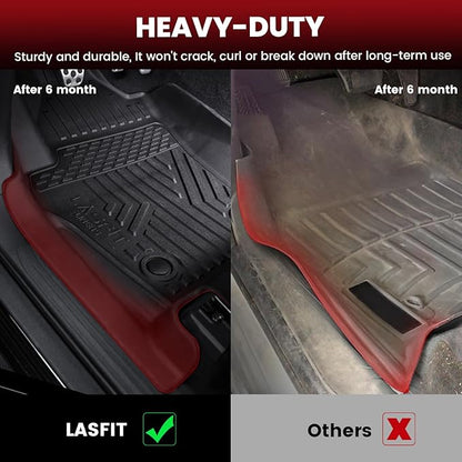 LASFIT Floor Mats for Toyota Tacoma 2024 2025 Double Cab (Not fit Hybrid) All Weather Floor Liner for Tacoma TRD/SR/SR5/limited TPE Custom Fit Car Mats Front&Rear 2 Row Mats,Black (Automatic Trans)