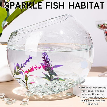 1 LB Clear Glass Marbles, Transparent Mini Flat Glass Beads~150 PCS for Vase Fillers, Floral Bottom Mancala Gems Pebbles Fish Tank Rocks for Table Aquarium,Home Decor Art Craft Supplies(0.5"~0.7")