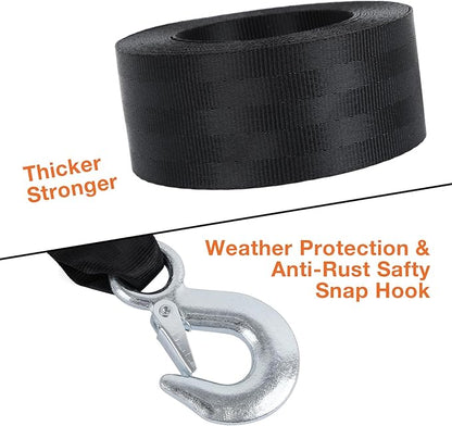 Boat Winch Strap with Safety Snap Hook 2" x 20 Ft for Pontoon/Bass/Fishing Boat Straps Trailer 10000 lbs Tow Ropes for Towing Vehicles, ATV,Jet Ski,Powerboats,Canoe,Kakak,Wave Runner Accessories