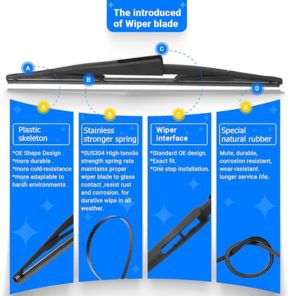 Windshield Wiper Blades Replacement for 2009-2016 Ford Expedition Lincoln Navigator Original Factory Quality Front Rear Wipers Blade Set for My Car - 22" 22" 16" (Pack of 3)