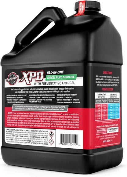 Opti-Lube XPD All-Season Diesel Fuel Additive - 1 Gallon with Accessories (1 Hand Pump and Long Neck Accessory Bottles)