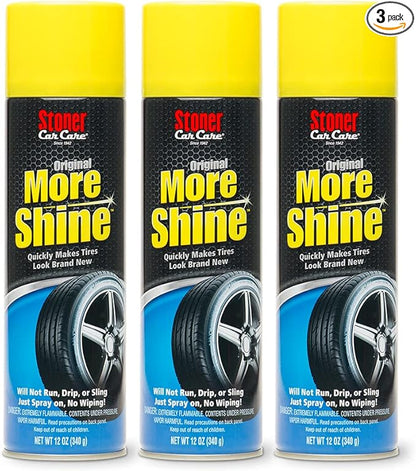 Stoner Car Care 91044-3PK Original More Shine Tire Finish for Tire and Wheel Care Creates a Long-Lasting, Rain-Resistant Tire Shine, Makes Faded Tires Look New, Non-Greasy Formula, 12 Oz, Pack of 3
