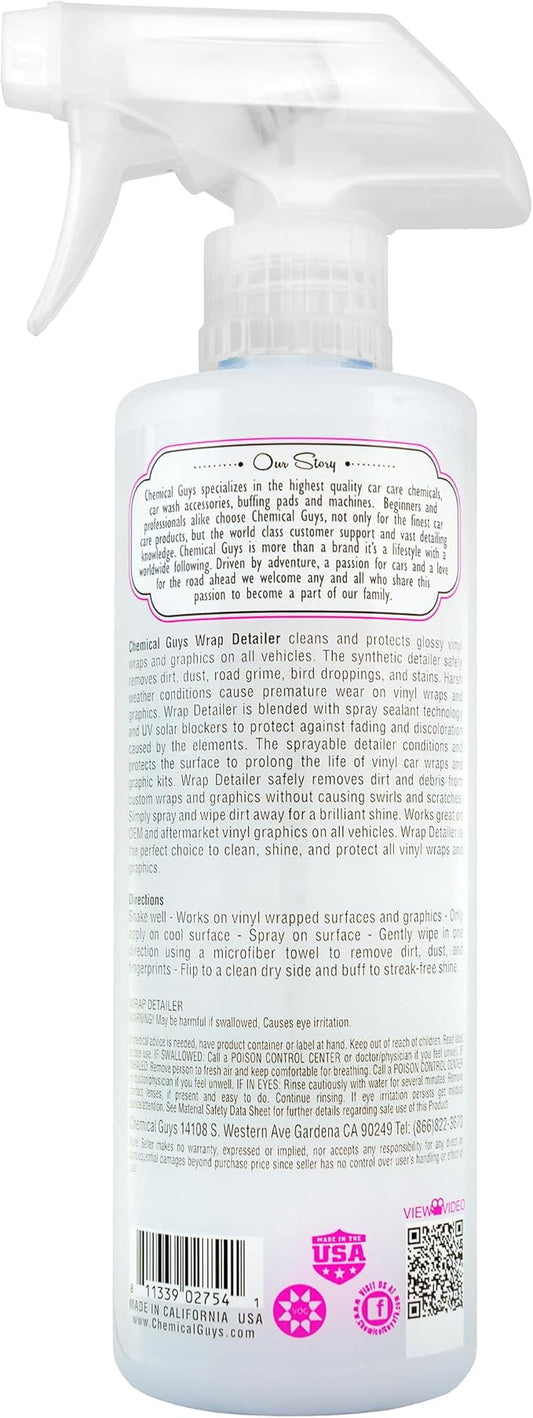 Chemical Guys SPI21716 Wrap Detailer Gloss Enhancer & Protectant, (Designed for Wraps, Graphics, Clear Bra & Paint Protection Film) For Cars, Trucks, SUVs, RVs, Motorcycles & More, 16 fl oz