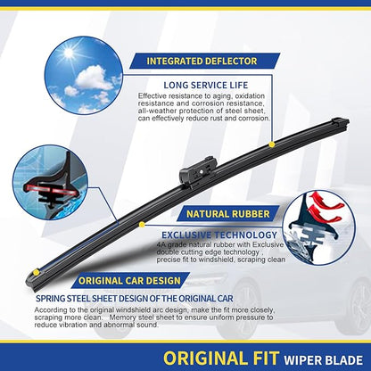 2 wipers Replacement For 2012 2013 2014 2015 2016 2017 2018 Tesla Model S Original Equipment Replacement Windshield Wiper Blades Set - 28"+18" (Set of 2) Top Lock