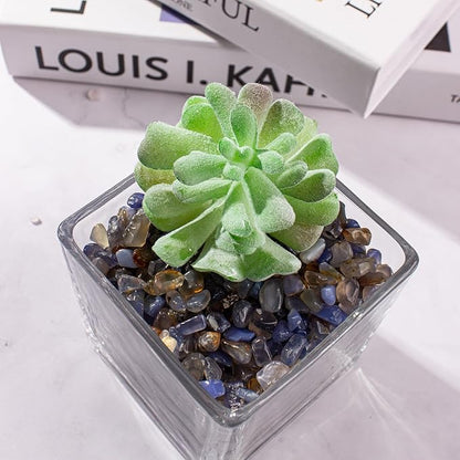 0.88 Lb Crystal Chips Stones Tumbled Crushed Stone Blue Agate, Irregular Shaped Gemstone Pebbles Gravel Rocks for Vase Fillers, Aquarium Gravel Rocks and Home Decoration