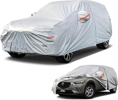 Kayme 6 Layers SUV Car Cover Custom Fit for Mazda CX-30/CX-3/CX 30/CX 3 (2019-2025) Waterproof All Weather for Automobiles, Outdoor Full Cover Rain Sun UV Protection.Silver