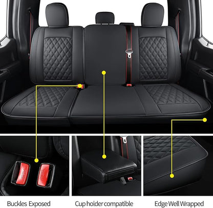 LUCKYMAN CLUB F150 Seat Covers Fit for 2010-2014 F150 SuperCrew with Waterproof Faux Leather(Full Set, Black)