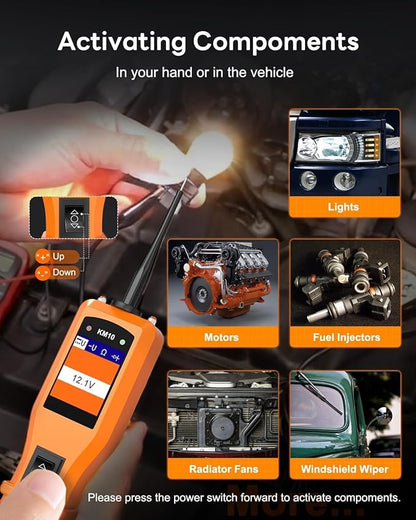 KZYEE KM10 Power Circuit Probe Kit, 12V 24V Automotive Circuit Tester, Digital Multimeter, Short Finder, AC/DC Voltage Tester, Diode & Resistance, Current Probe Component Activation, 20FT+20FT Cable