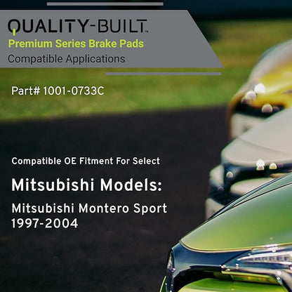 Premium Ceramic Rear Brake Pads (1001-0733C) Compatible with Mitsubishi Montero Sport 1997-2004