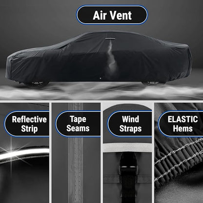 iCarCover Custom Car Cover for Buick Lesabre (1977-1985) Waterproof All-Weather Rain Snow UV Sun Protector Full Exterior Indoor Outdoor Car Cover (Stripe - Black/Red)