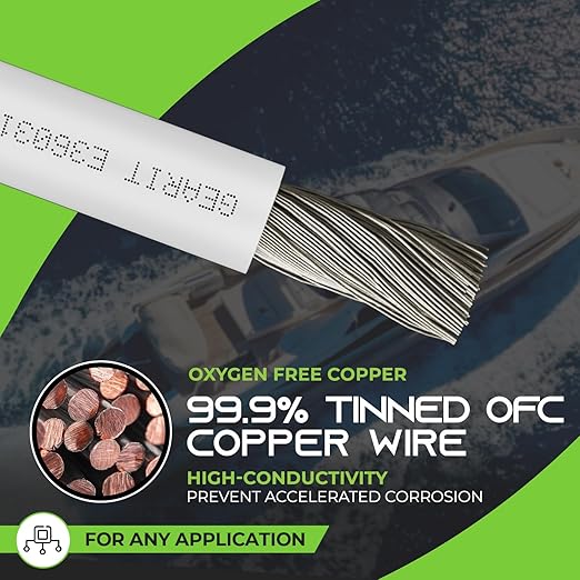 GEARit 8 Gauge Marine Electrical Primary Wire, 8 AWG (100ft) Marine Grade Tinned Copper Oxygen Free for Boat, Automotive, RV, Camper, Trailer