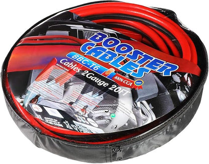 Auto Dynasty Heavy Duty 20Ft 2Gauge Booster Cable Power Jumper 600AMP Emergency Battery Start Car/Motorcycle