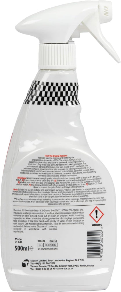 T-Cut Colour Restorer, 17 Fl Oz - Paintwork Restore, Spray Paint, Restores Original Colour and Lustre to Paintwork Removes Oxidation Scratch, TCC500
