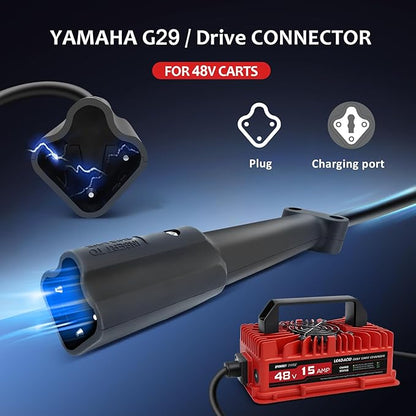 15 Amp 48 Volt Golf Cart Battery Charger for Yamaha G29 with 3-Pin Leaf Plug