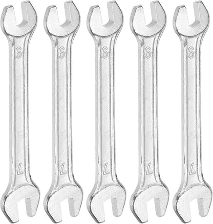 HARFINGTON 5pcs Double Open End Wrench 6mm x 7mm Metric 15 Degree Offset Angle Small Flat Head Wrench Galvanizing Open Ended Spanner for Automotive Repair Furniture Assembly