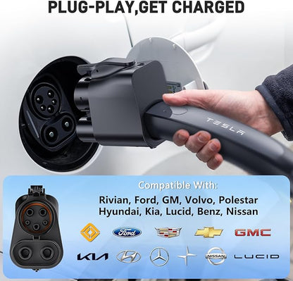 NACS to CCS1 EV Adapter – 500A / 1000V – Fast DC Charging for Ford, GM, Rivian, Volvo, Polestar & More – Compatible with Tesla Supercharger V3/V4 Stations [Check EV Compatibility]