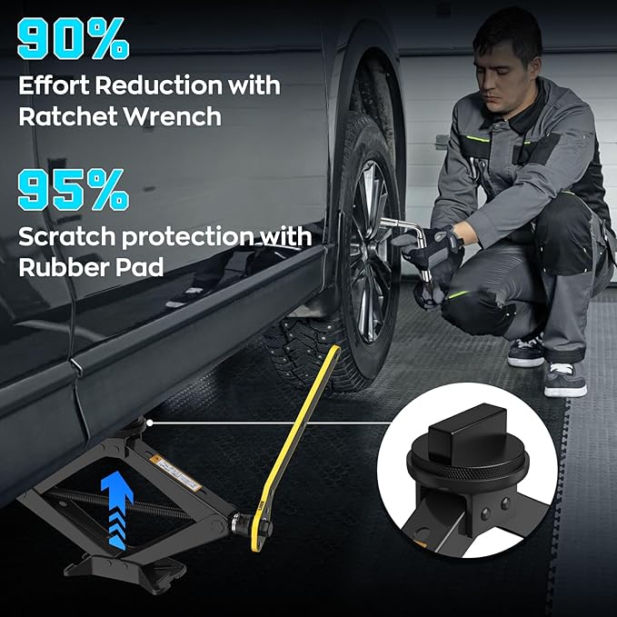 2.5 Ton Car Jack Designed for Mercedes Benz, Scissor Jack for Benz Vehicle with 2PCS Jack Pad, Tire Changing Kit Compatible with Mercedes Benz A B C E R S Class CLA CLC CLK GL GLA G GLE GLC M