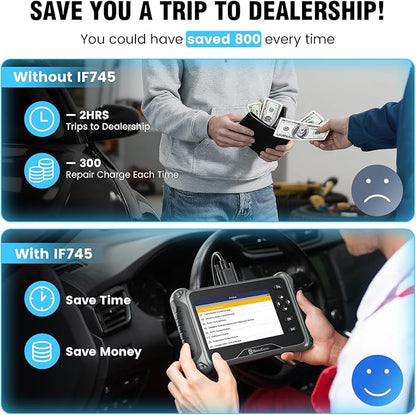 BOSSCOMM IF745 OBD2 Scanner, All Systems Car Code Reader Scan Tool with 6 Resets, ABS Bleeding/OiL/EPB/SAS/Throttle/Battery, Car Scanner Diagnostic Tool for All Cars, Easy to Use, Lifetime Free Update
