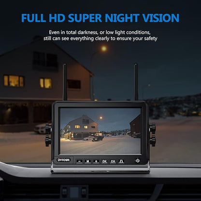 2 Magnetic Solar Wireless Backup Camera HD1080P 3 Mins DIY Installation DVR 7" IPS Monitor Rechargeable Reverse Camera System for Hitching Gooseneck Horse Trailer Fifth Wheels/Car RV Truck AP7-2