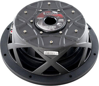 ORION XTR Series XTR12SWD2 Shallow Mount 12” Car Subwoofer, 2000W Max Power, 500W RMS, Dual 2 Ohm, UV Coated Cone, NBR Surround – Compact Slim Subwoofer for Clean Bass in Tight Car Audio Installs