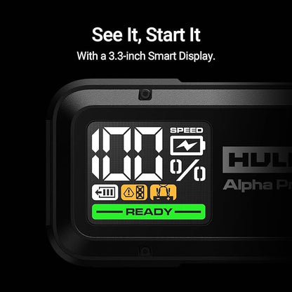 Hulkman Alpha Pro Solid Black, 1500A 44.4Wh Car Jump Starter Portable, High-Capacity Battery Booster & Jumper Cables, 3.3" Display Jump Box, PD65W in&Out, 12V Battery Pack for 7.5L Gas/4.5L Diesel