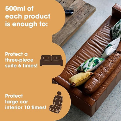 Furniture Clinic Leather Protection Cream | 2-in-1 Leather Conditioner & Waterproofing Protector for Furniture, Shoes, Car Seats & More | Prevent Stains While Nourishing | 17oz/ 500ml
