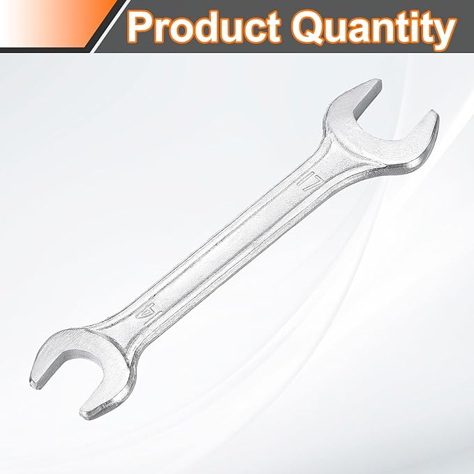 HARFINGTON Double Open End Wrench 14mm x 17mm Metric 15 Degree Offset Angle Small Flat Head Wrench Galvanizing Open Ended Spanner for Automotive Repair Furniture Assembly