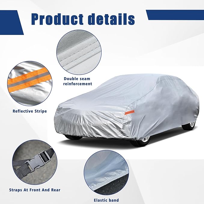 Kayme 6 Layers Car Cover Custom Fit for Pontiac Solstice (2005-2009) Waterproof All Weather for Automobiles, Outdoor Full Cover Rain Sun UV Protection.Silver
