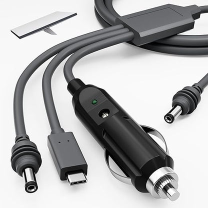 Starlink Mini Power Cable 10FT, 3-in-1 USB-C to DC Car Power Cord, Cigarette Lighter Adapter Cable 100W 12-24V Waterproof Barrel Jack for Starlink Mini