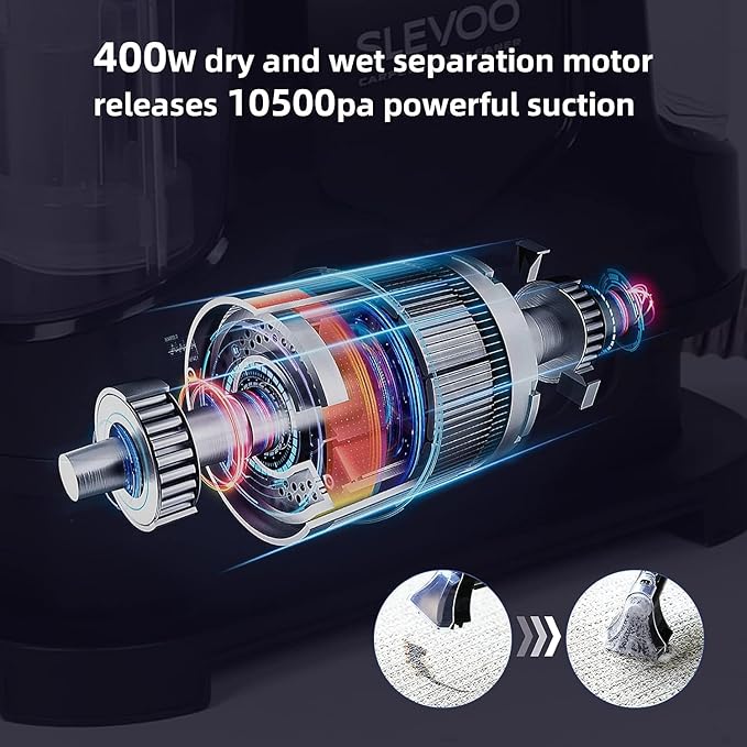 Carpet Cleaner Machine 10.5Kpa Strong Suction, 400W Powerful Motor, Portable Upholstery Cleaner with Spot and Stain Remover for Pet Accident, Rugs, Carpet and Upholstery