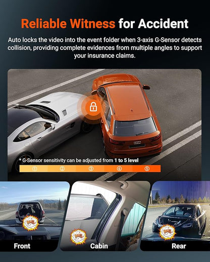 Vantrue N4S 3 Channel Front Inside Rear Dash Cam, 2.7K+1440P+1440P WiFi Dash Camera w/PlatePix™, STARVIS 2 x HDR x IR Night Vision, Voice Control, GPS, 24/7 Parking Mode, LTE Support, Support 1TB Max